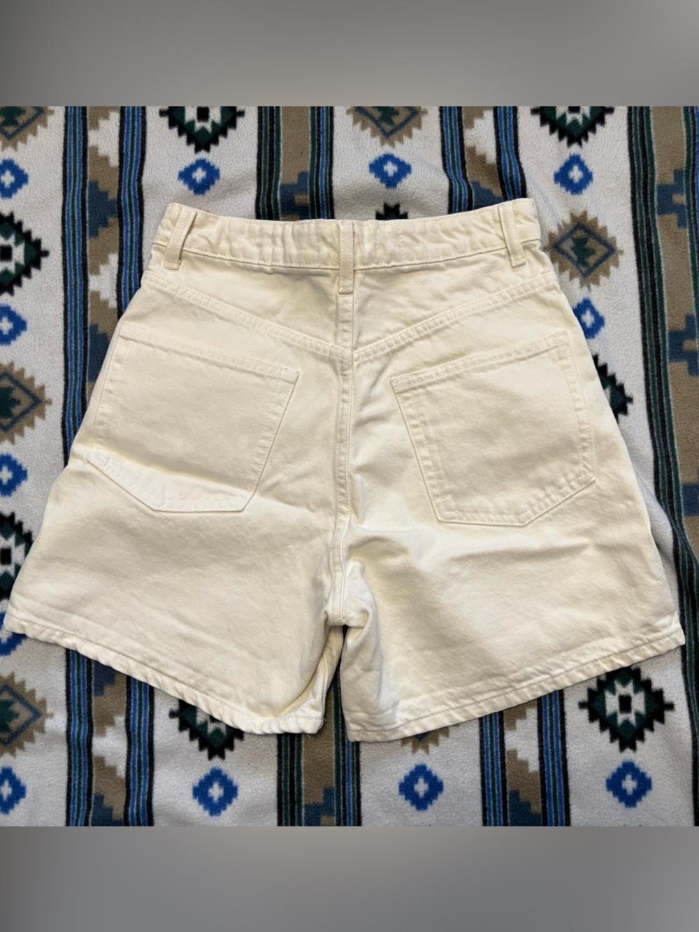 Zara Cream High-Waist Jean Shorts